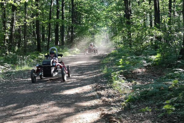 Balade en swincars dans les forêts des Alpes Mancelles.